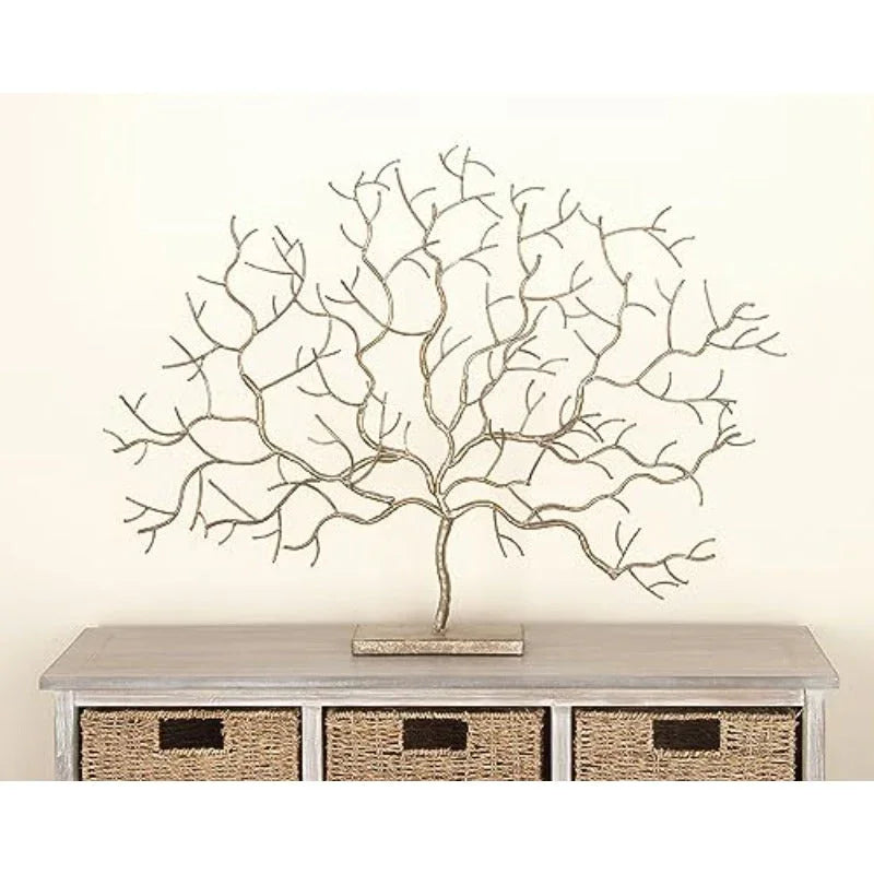 Metal Tree Decorative Sculpture Home Decor Statue Accent Figurine 32 x 4 x 24 Sier House Of Avana