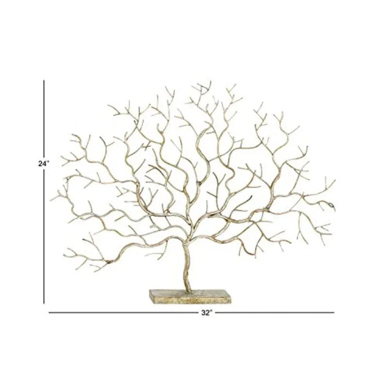 Metal Tree Decorative Sculpture Home Decor Statue Accent Figurine 32 x 4 x 24 Sier House Of Avana