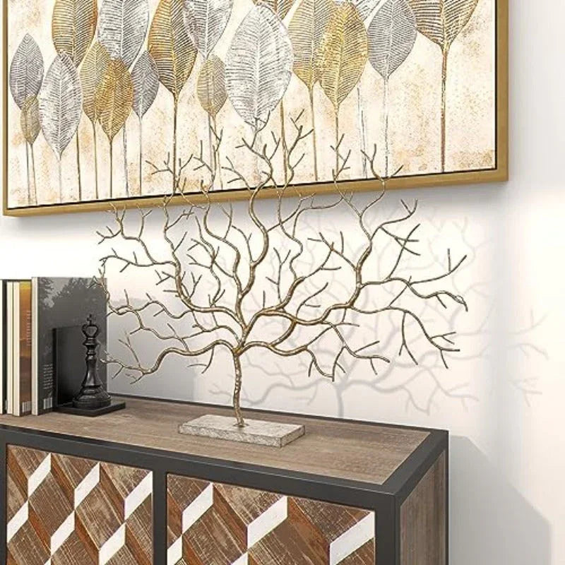 Metal Tree Decorative Sculpture Home Decor Statue Accent Figurine 32 x 4 x 24 Sier House Of Avana