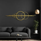 Metal Wall Art Black Geometric Circles Design Horizontal or Vertical Hanging, back view - House Of Avana
