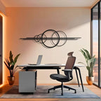 Metal Wall Art Black Geometric Circles Design Horizontal or Vertical Hanging, detail shot - House Of Avana