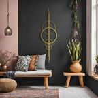 Metal Wall Art Black Geometric Circles Design Horizontal or Vertical Hanging, lifestyle image - House Of Avana [[SKU:HOA-WAL-061]]