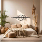 Metal Wall Art Black Geometric Circles Design Horizontal or Vertical Hanging, top view - House Of Avana [[SKU:HOA-WAL-061]]