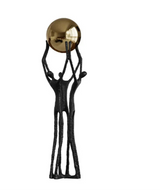 Golden Ball Weightlifter Figures Statue Desk Decoration Ornaments Abstract Character Metal Sculpture Room Aesthetic Decor - House Of Avana