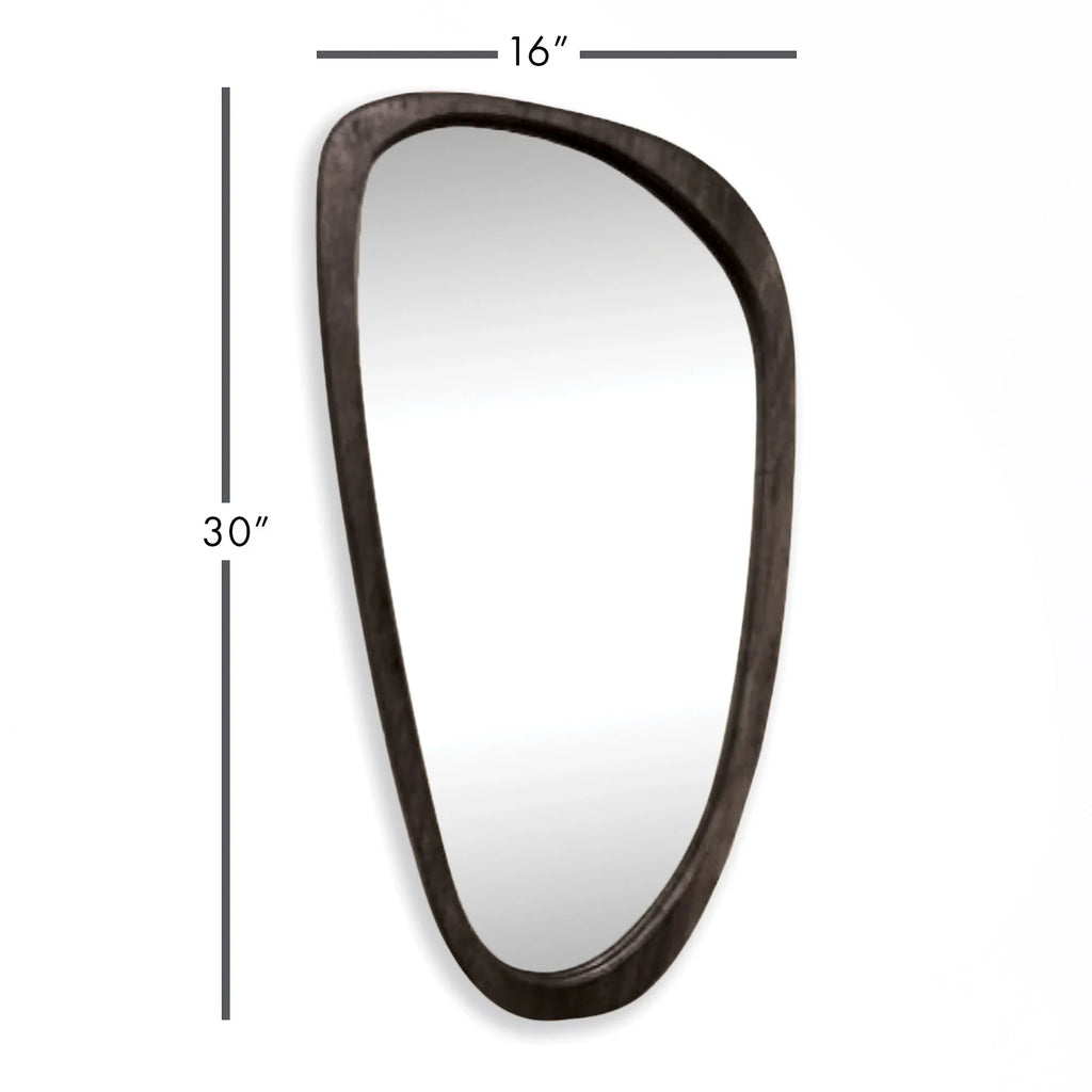 Mid-Century Modern Asymmetrical Black Wood Mirror Vintage Shopper