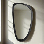 Mid-Century Modern Asymmetrical Black Wood Mirror Vintage Shopper