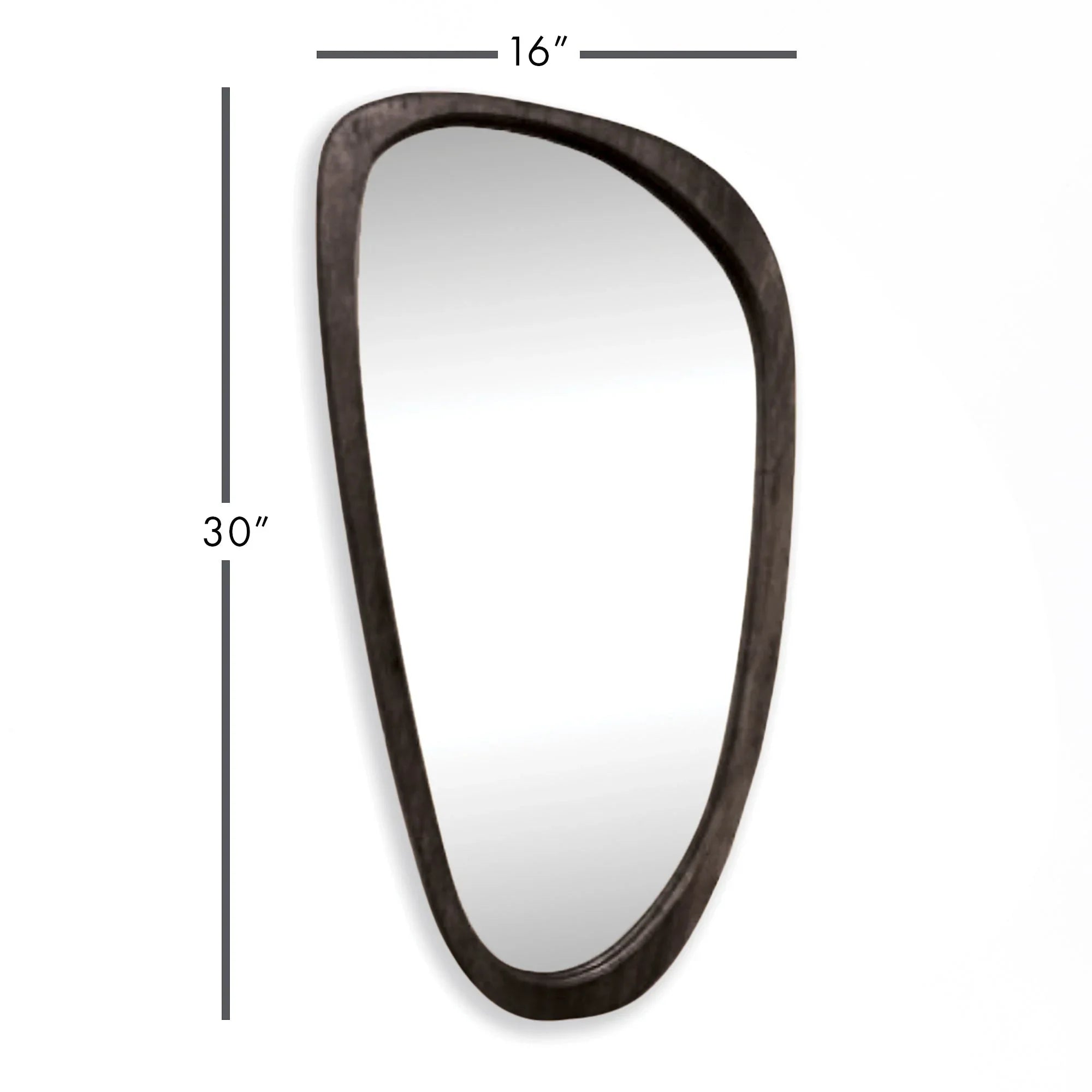 Mid-Century Modern Asymmetrical Black Wood Mirror Vintage Shopper