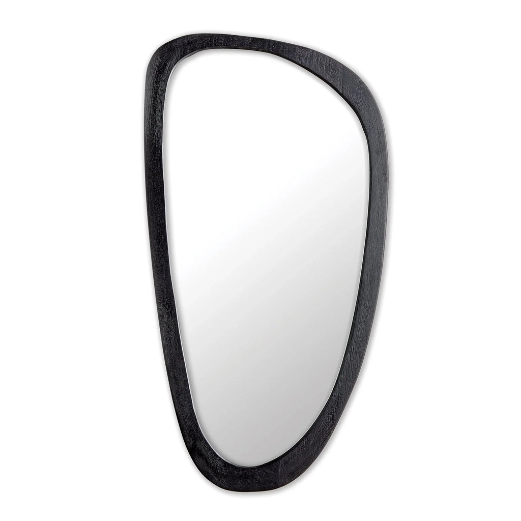 Mid-Century Modern Asymmetrical Black Wood Mirror Vintage Shopper