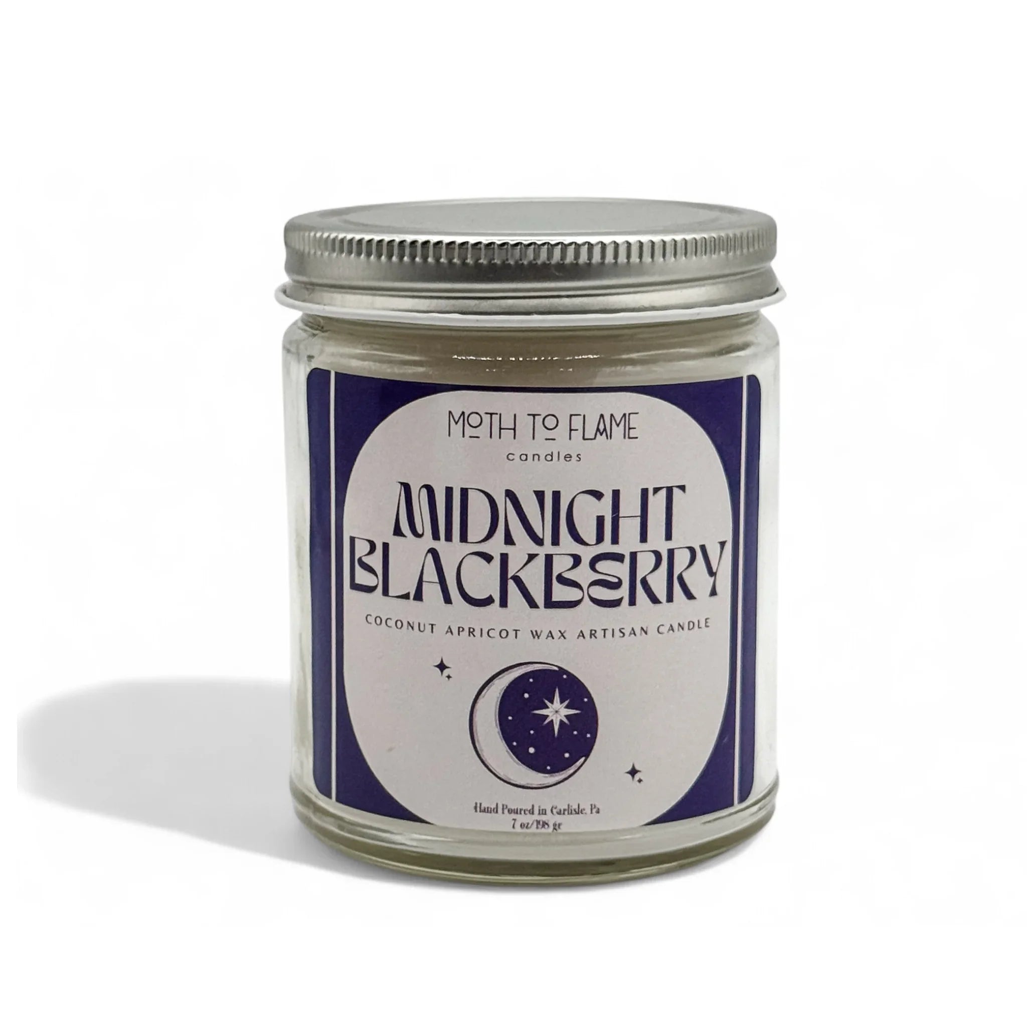 Black glass candle with midnight blackberry scent, 7 oz soy wax - House of Avana
