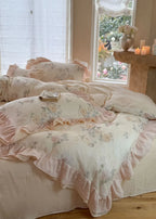 Millie Lace Ruffle Floral Bedding Set / Blue Ever Lasting