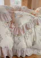 Millie Lace Ruffle Floral Bedding Set / Blue Ever Lasting