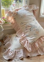 Millie Lace Ruffle Floral Bedding Set / Blue Ever Lasting