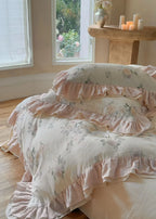 Millie Lace Ruffle Floral Bedding Set / Blue Ever Lasting