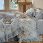 Millie Lace Ruffle Floral Bedding Set / Blue Ever Lasting
