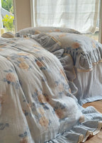 Millie Lace Ruffle Floral Bedding Set / Blue Ever Lasting