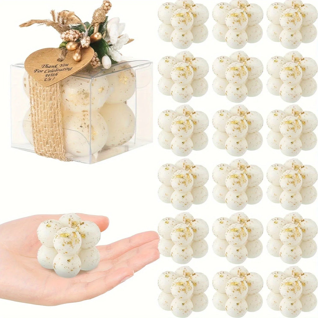 Mini white bubble candles in glass holders, set of 30 - House of Avana