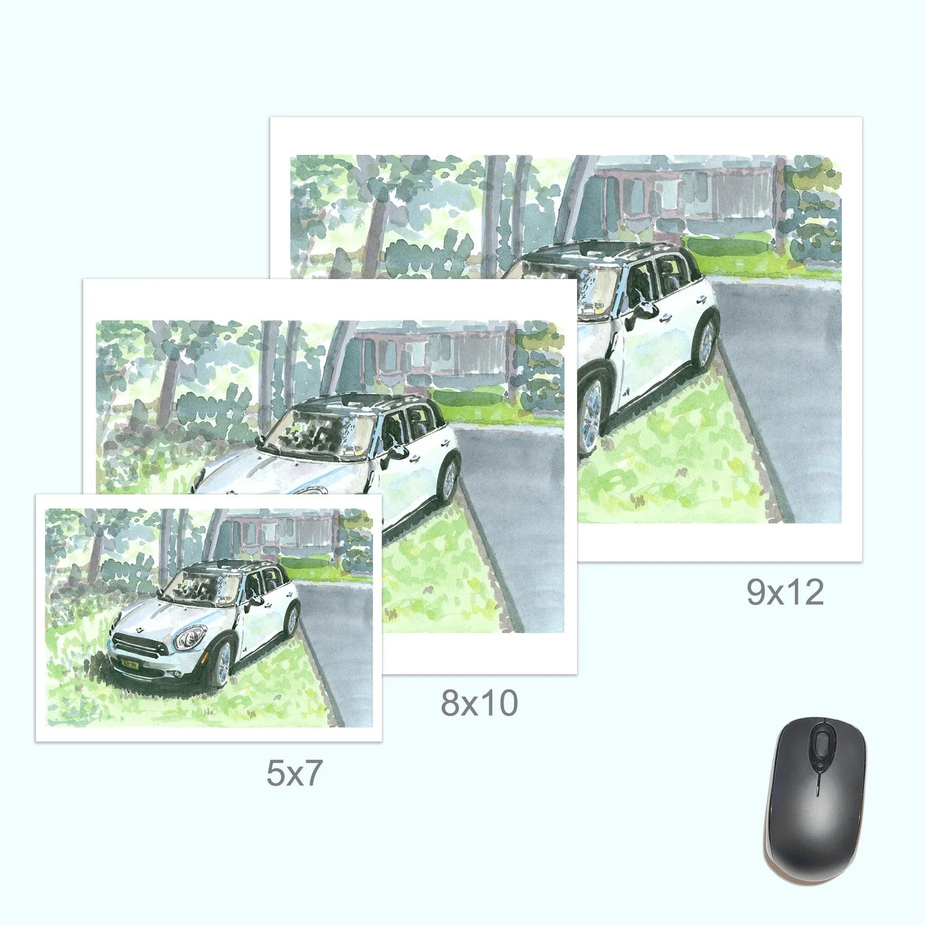 Mini Cooper Countryman Painting, Cute Car, Print, detail shot - House Of Avana