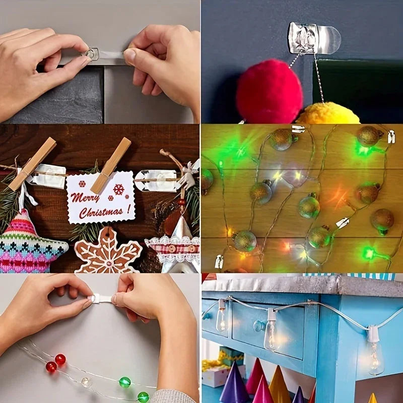 20pcs Mini Self-Adhesive Hooks - Strong, Traceless & Easy Install for Indoor/Outdoor Decor | Perfect for Christmas, Halloween & New Year Displays House Of Avana