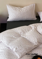 Mini Polka Dot Jersey Knit Bedding Set / Cream + Pumpkin Orange Ever Lasting