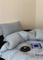 Mini Polka Dot Jersey Knit Bedding Set / Cream + Pumpkin Orange Ever Lasting