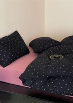 Mini Polka Dot Jersey Knit Bedding Set / Cream + Pumpkin Orange Ever Lasting