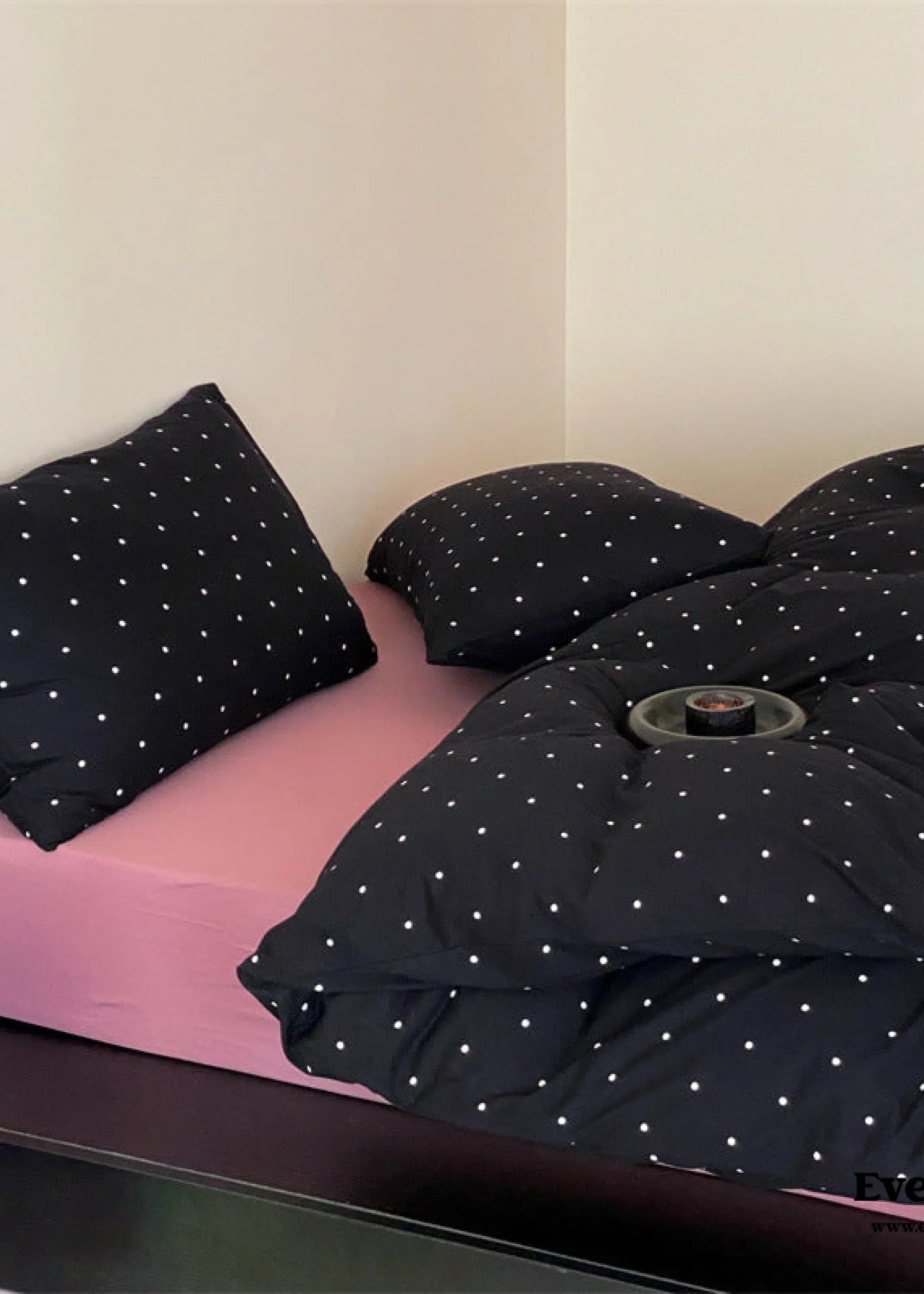 Mini Polka Dot Jersey Knit Bedding Set / Cream + Pumpkin Orange Ever Lasting