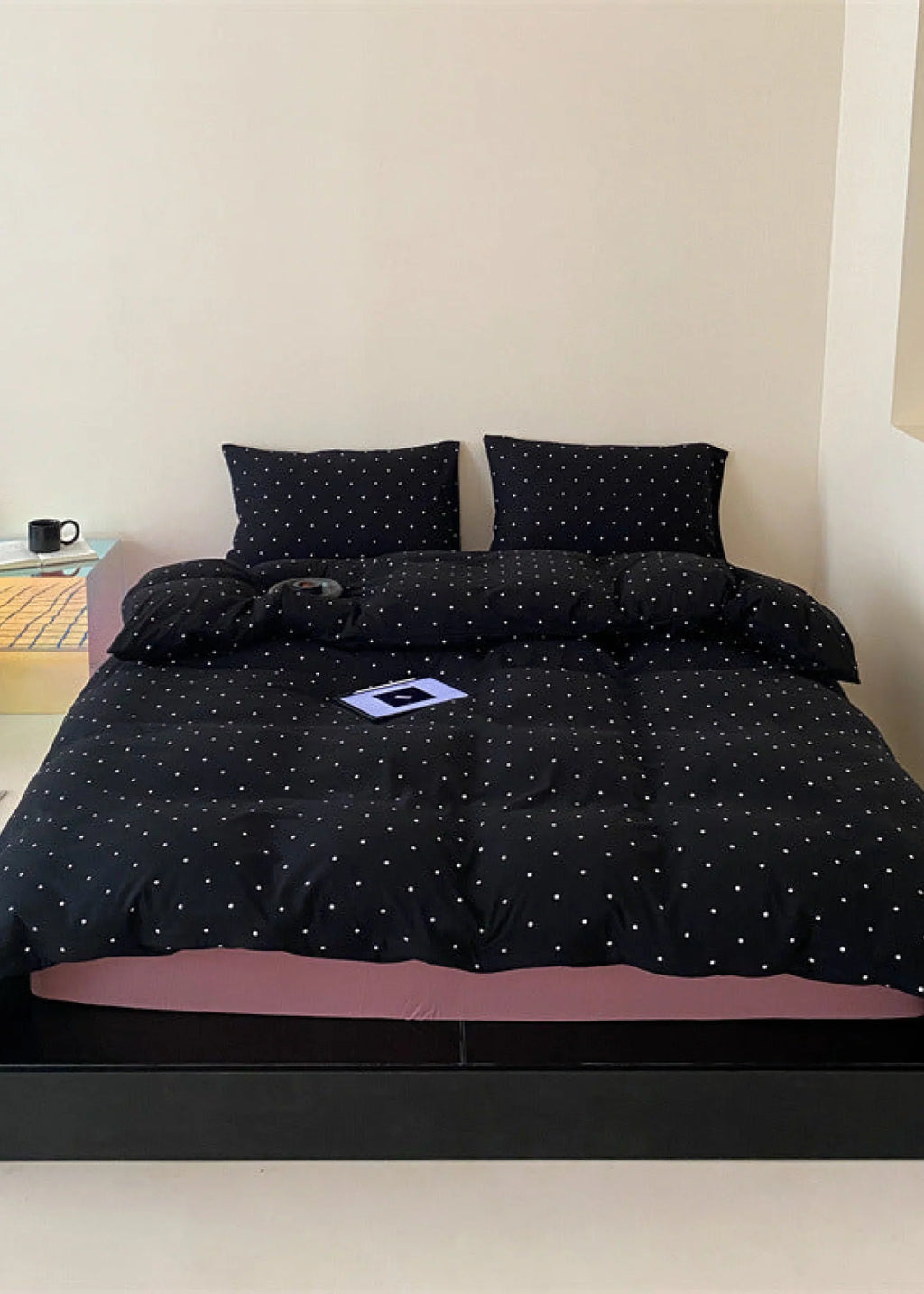 Mini Polka Dot Jersey Knit Bedding Set / Cream + Pumpkin Orange Ever Lasting