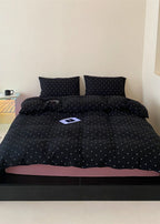 Mini Polka Dot Jersey Knit Bedding Set / Cream + Pumpkin Orange Ever Lasting