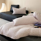 Mini Polka Dot Jersey Knit Bedding Set / Cream + Pumpkin Orange Ever Lasting
