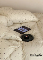 Mini Polka Dot Jersey Knit Bedding Set / Cream + Pumpkin Orange Ever Lasting