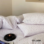 Mini Polka Dot Jersey Knit Bedding Set / Cream + Pumpkin Orange Ever Lasting