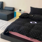 Mini Polka Dot Jersey Knit Bedding Set / Cream + Pumpkin Orange Ever Lasting