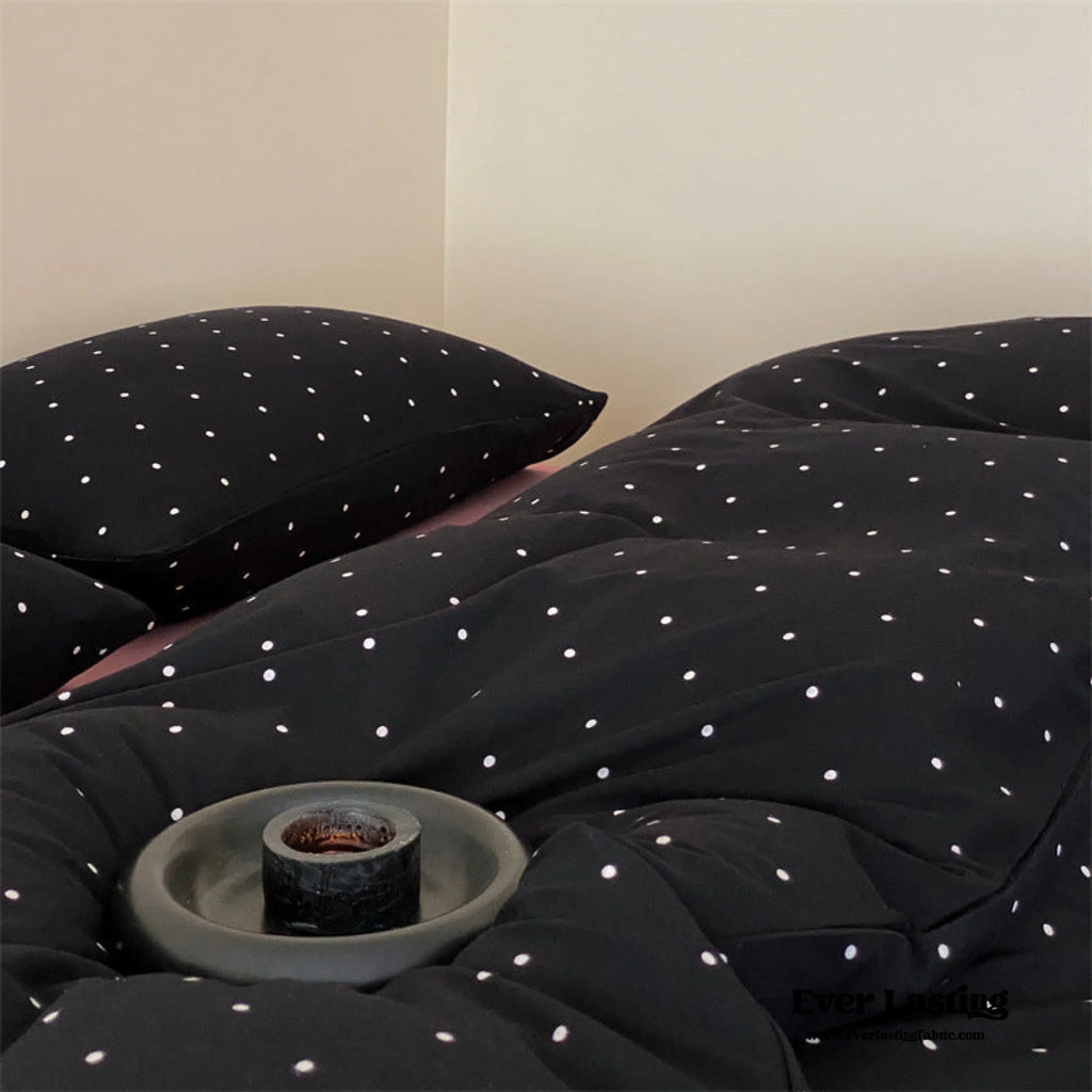 Mini Polka Dot Jersey Knit Bedding Set / Cream + Pumpkin Orange Ever Lasting