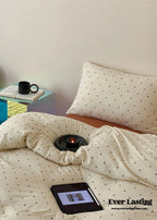 Mini Polka Dot Jersey Knit Bedding Set / Cream + Pumpkin Orange Ever Lasting