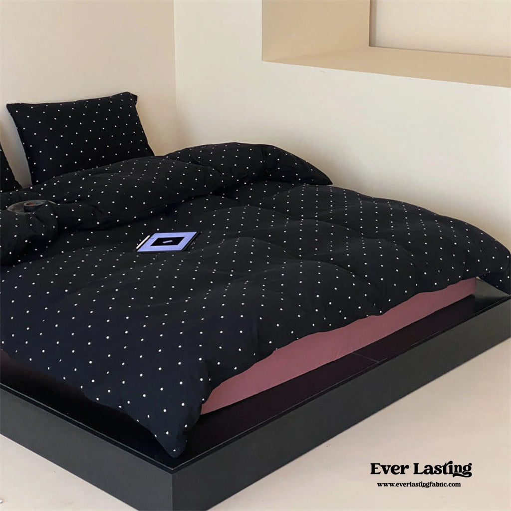 Mini Polka Dot Jersey Knit Bedding Set / Cream + Pumpkin Orange Ever Lasting