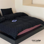 Mini Polka Dot Jersey Knit Bedding Set / Cream + Pumpkin Orange Ever Lasting