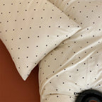 Mini Polka Dot Jersey Knit Bedding Set / Cream + Pumpkin Orange Ever Lasting