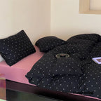 Mini Polka Dot Jersey Knit Bedding Set / Cream + Pumpkin Orange Ever Lasting