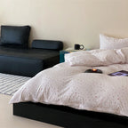 Mini Polka Dot Jersey Knit Bedding Set / Cream + Pumpkin Orange Ever Lasting