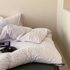Mini Polka Dot Jersey Knit Bedding Set / Cream + Pumpkin Orange Ever Lasting