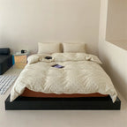 Mini Polka Dot Jersey Knit Bedding Set / Cream + Pumpkin Orange Ever Lasting