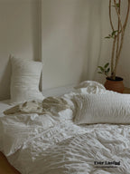 Minimal Bubble Textured Bedding Set / Blue Ever Lasting