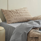 Minimal Bubble Textured Bedding Set / Blue Ever Lasting