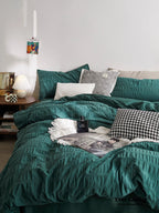 Minimal Bubble Textured Bedding Set / Blue Ever Lasting