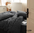 Minimal Bubble Textured Bedding Set / Blue Ever Lasting