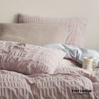 Minimal Bubble Textured Bedding Set / Blue Ever Lasting