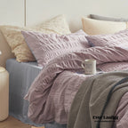 Minimal Bubble Textured Bedding Set / Blue Ever Lasting