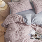 Minimal Bubble Textured Bedding Set / Blue Ever Lasting