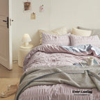 Minimal Bubble Textured Bedding Set / Blue Ever Lasting
