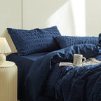 Minimal Bubble Textured Bedding Set / Blue Ever Lasting